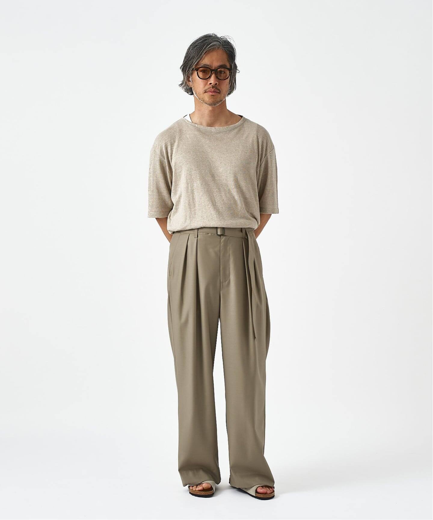 サマーウール ベルテッド パンツ（スラックス）｜EDIFICE