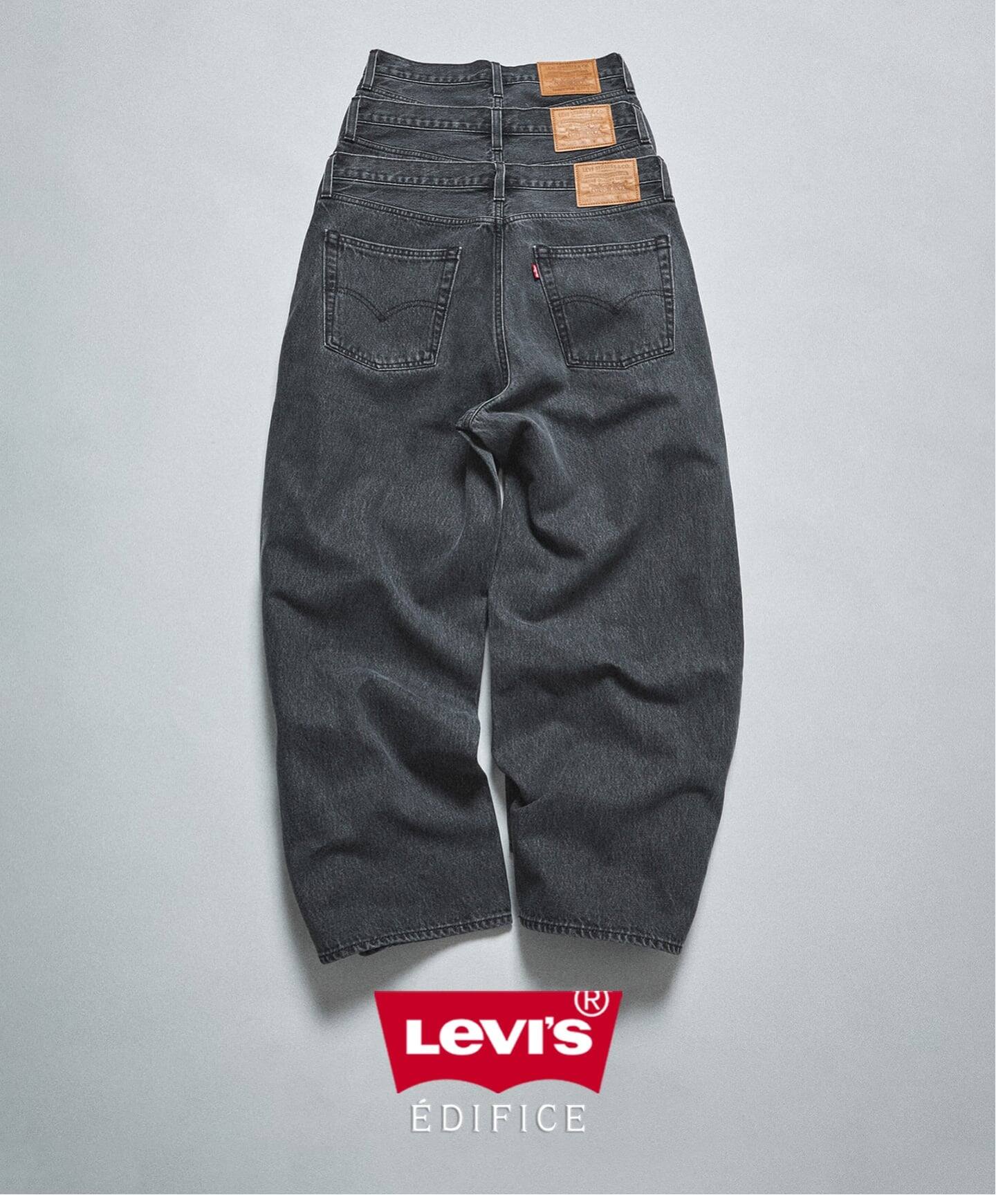 Levi's(リーバイス) 別注 Baggy Wide Leg デニムパンツ ASH BLACK（L28