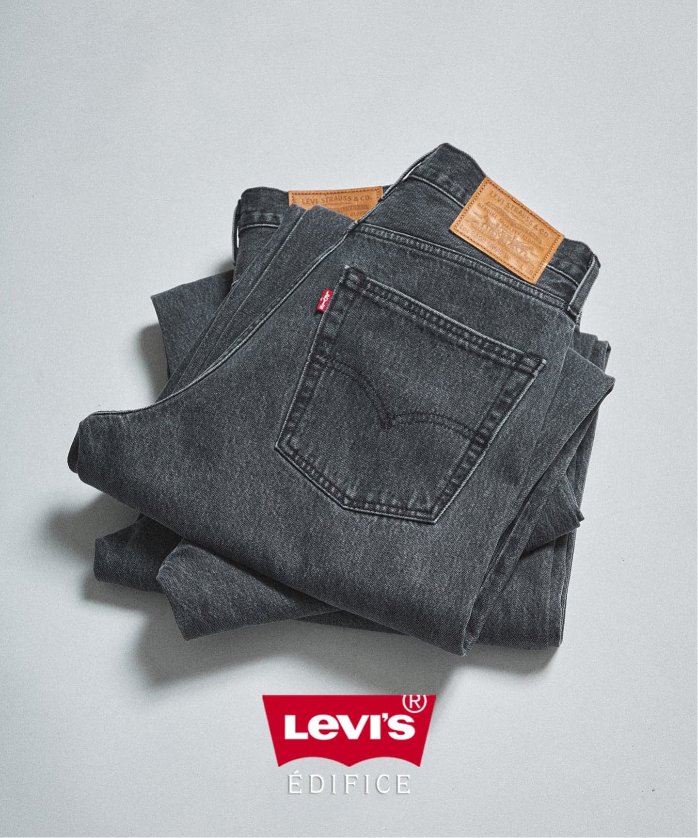 Levi's(リーバイス) 別注 Baggy Wide Leg デニムパンツ ASH BLACK（L28