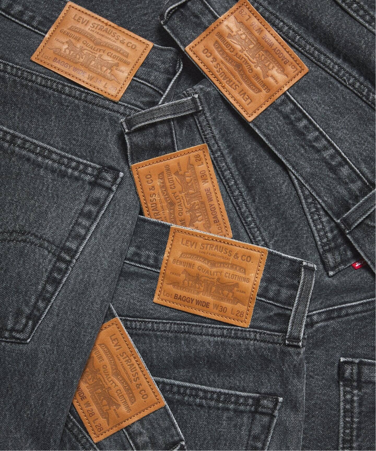 Levi's(リーバイス) 別注 Baggy Wide Leg デニムパンツ ASH BLACK（L28