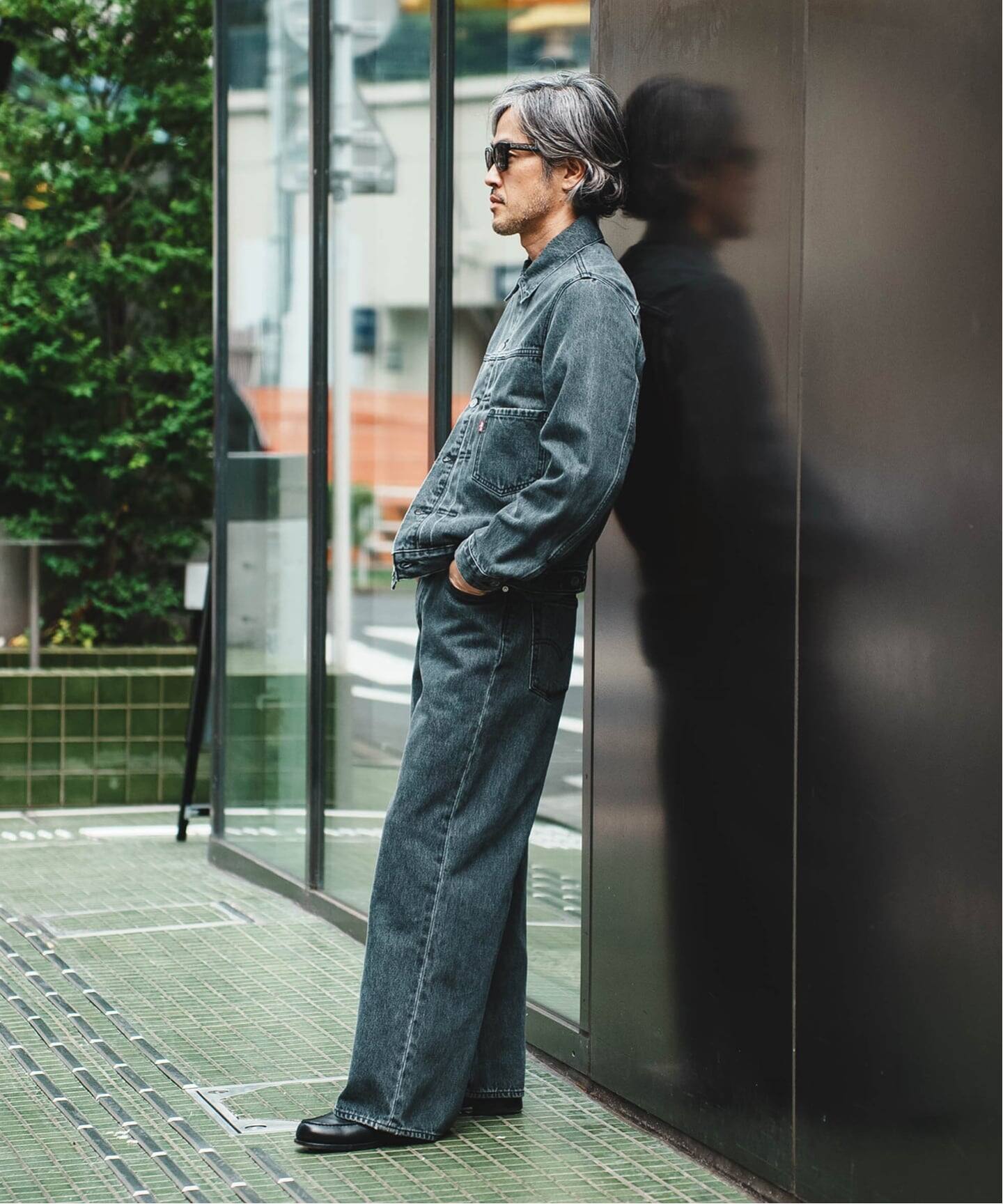 Levi's(リーバイス) 別注 Baggy Wide Leg デニムパンツ ASH BLACK（L30
