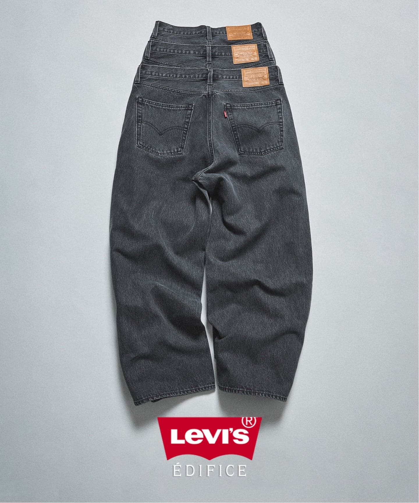 Levi's(リーバイス) 別注 Baggy Wide Leg デニムパンツ ASH BLACK（L30