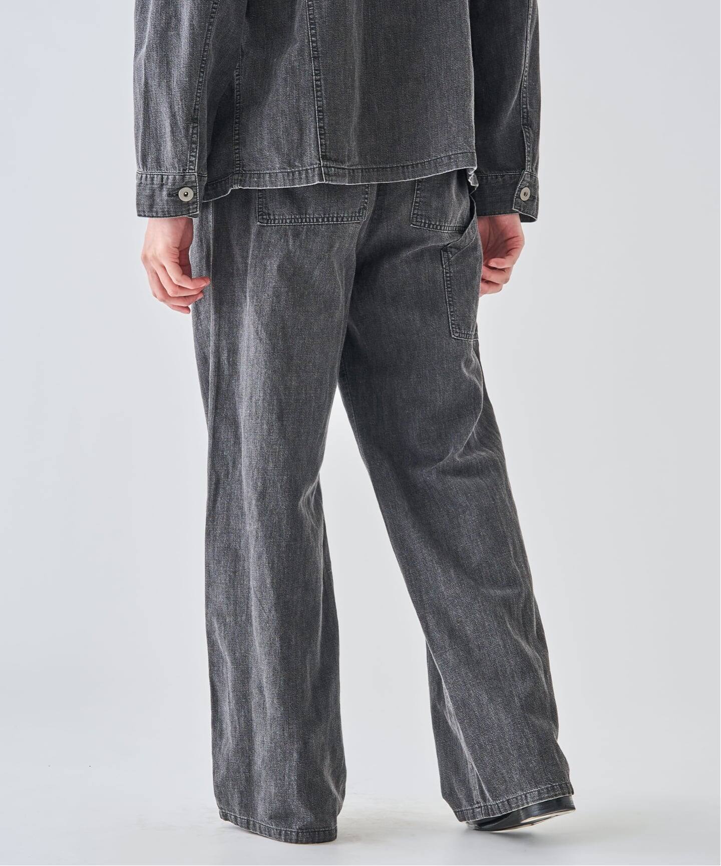 ⭐︎最新お値下げ　最終⭐︎grounds ブラック　グレー　24cm SEYA.(セヤ) 別注 GROUND PANTS LINEN DENIM（デニムパンツ・ジーンズ