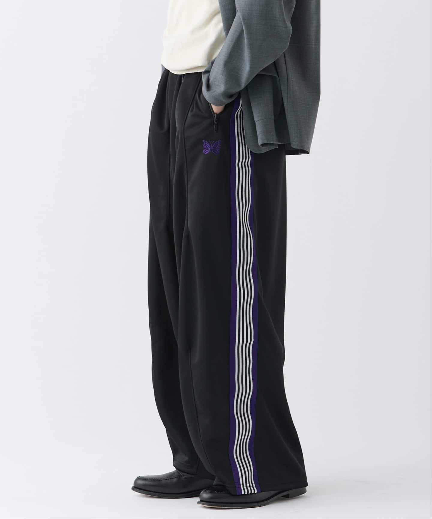 【Needles /ニードルズ】最終値下！パンツ ジャージ ブラック/パープル Needles(ニードルズ) 別注 H.D Track Pants（ジャージ／トラックパンツ
