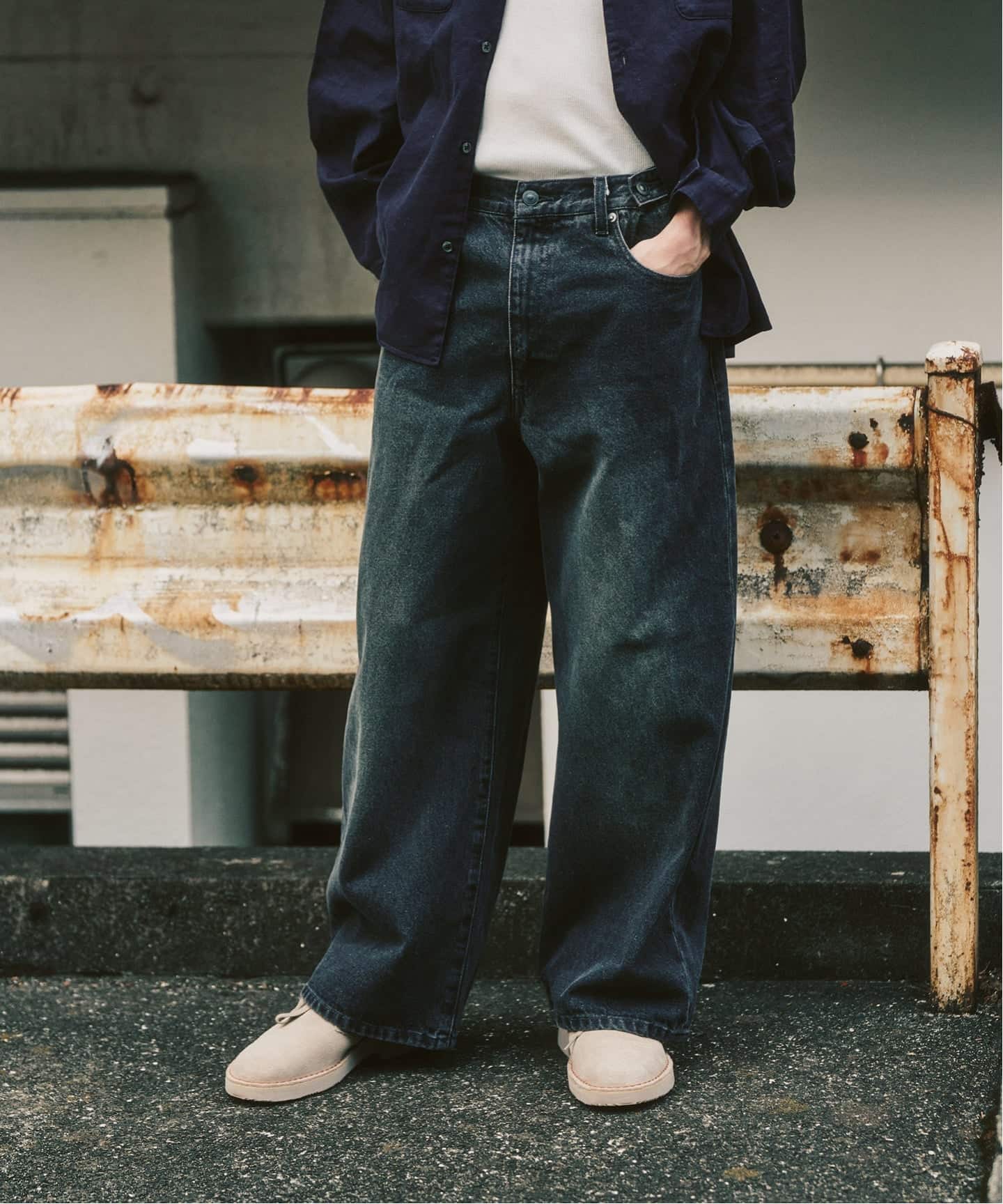 12.5OZ フェードグレー ワイドデニム（デニムパンツ・ジーンズ）｜417