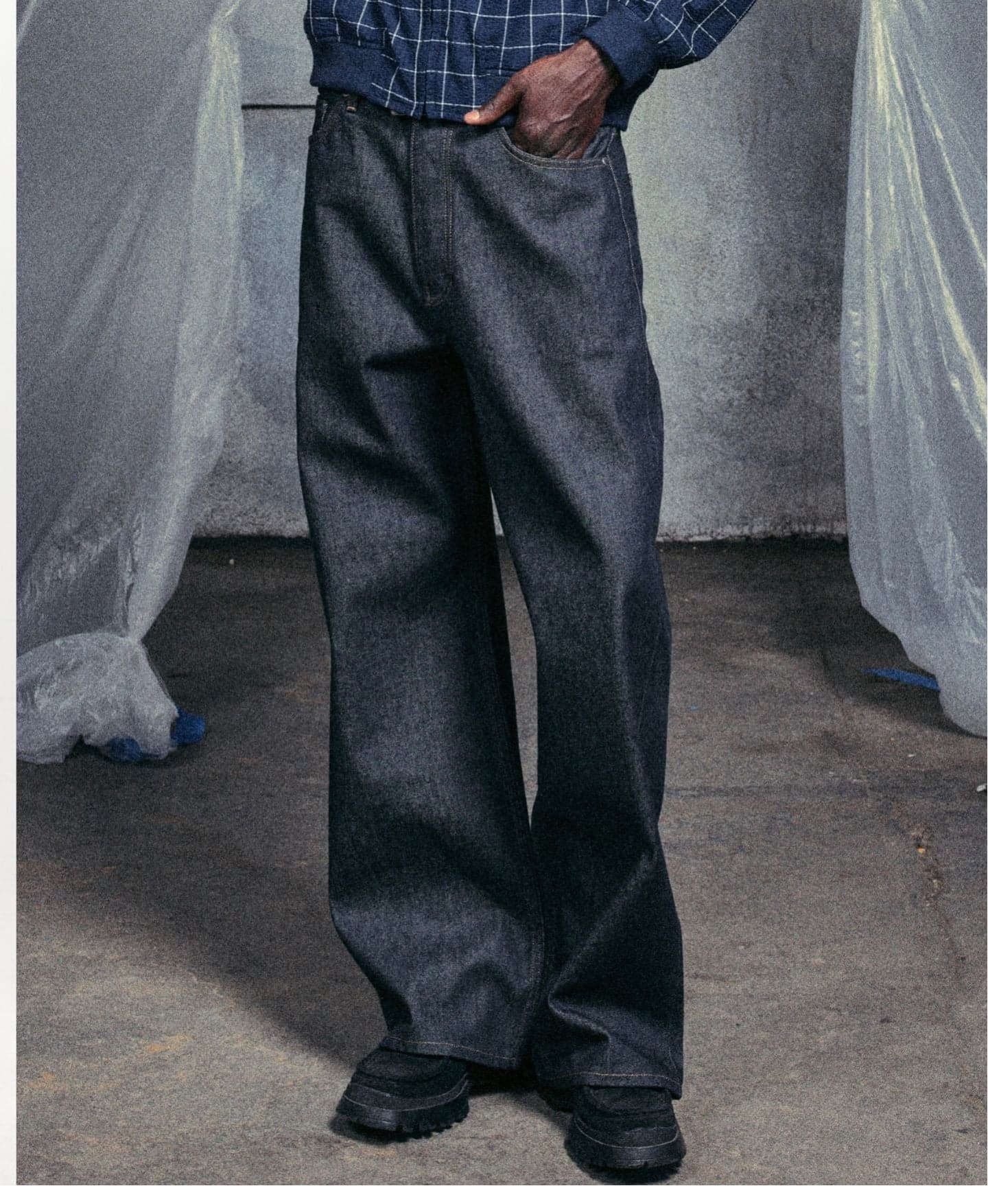 NO MAINTENANCE / ノーメンテナンス BAGGY DENIM RAW BLUE（デニム