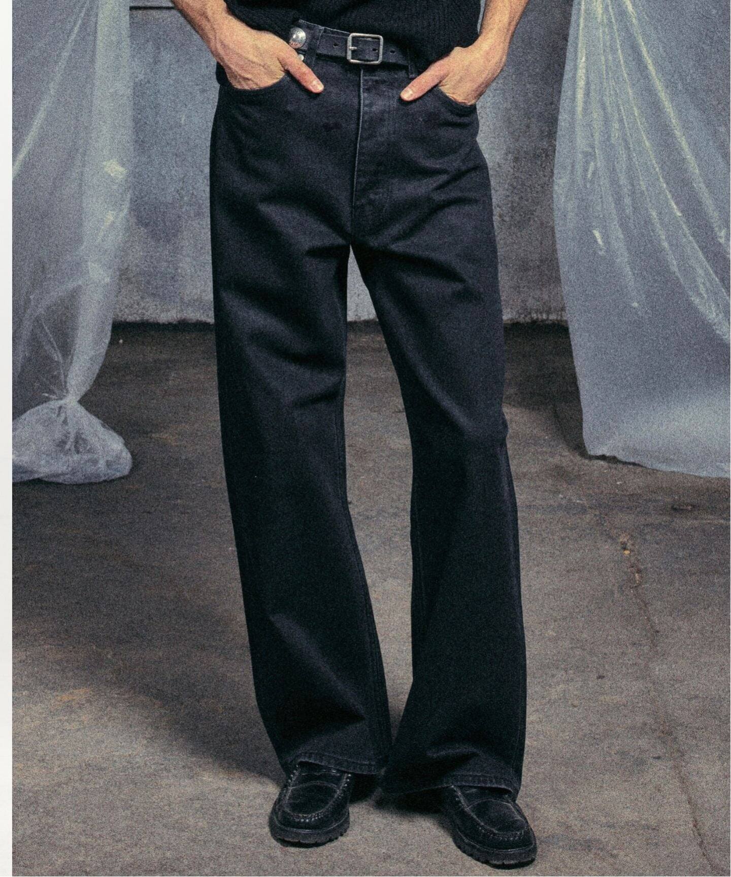 NO MAINTENANCE / ノーメンテナンス BAGGY DENIM WAXED BLACK（デニム 
