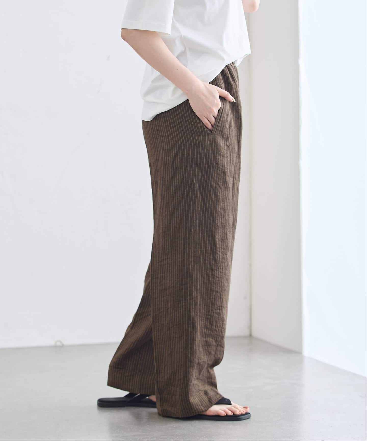​【名作】オーラリー リネンウールシルク ストライプパンツ サイズ5 19SS 予約》FABRICAリネンストライプパンツ（スラックス）｜JOURNAL