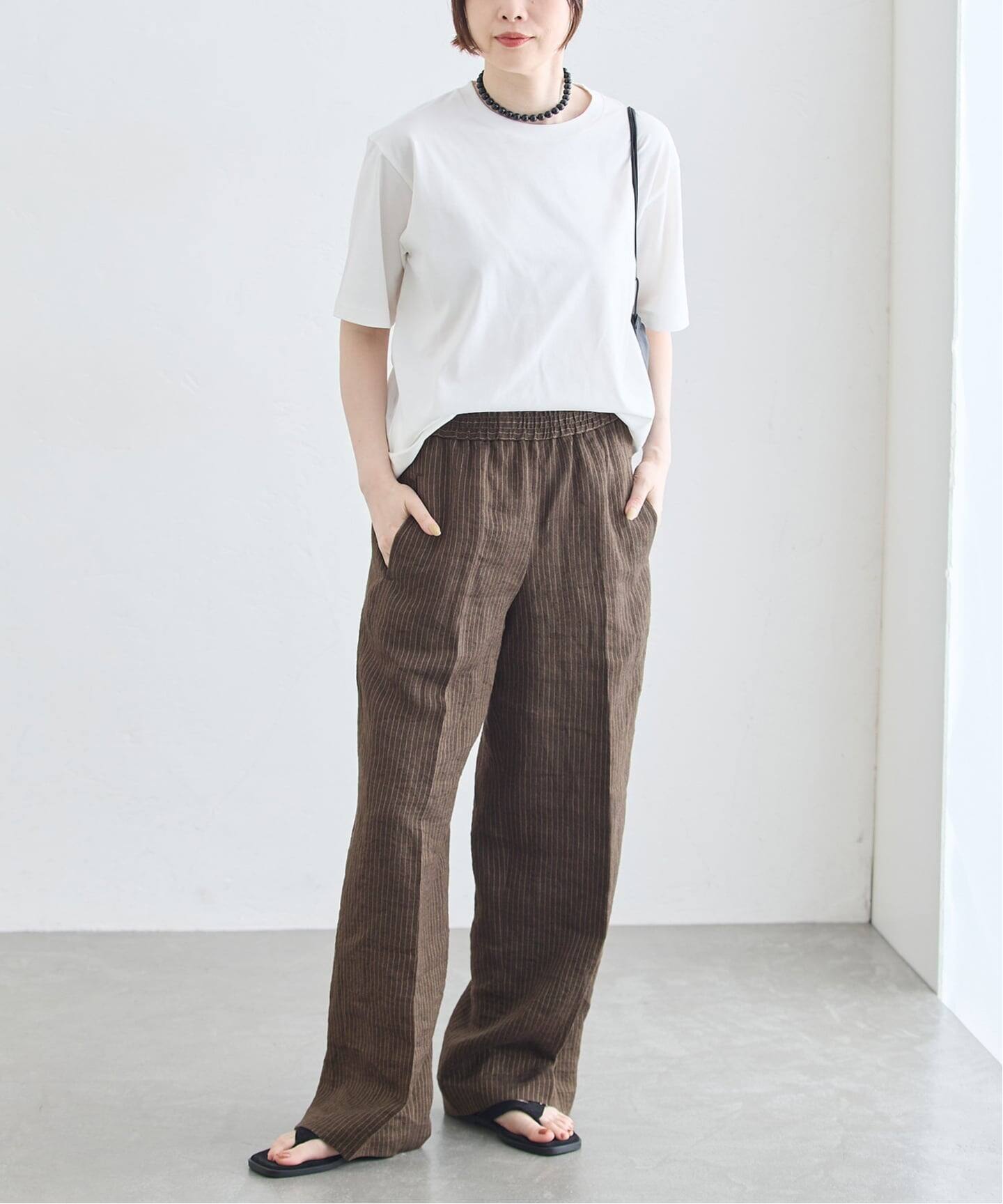 予約》FABRICAリネンストライプパンツ（スラックス）｜JOURNAL