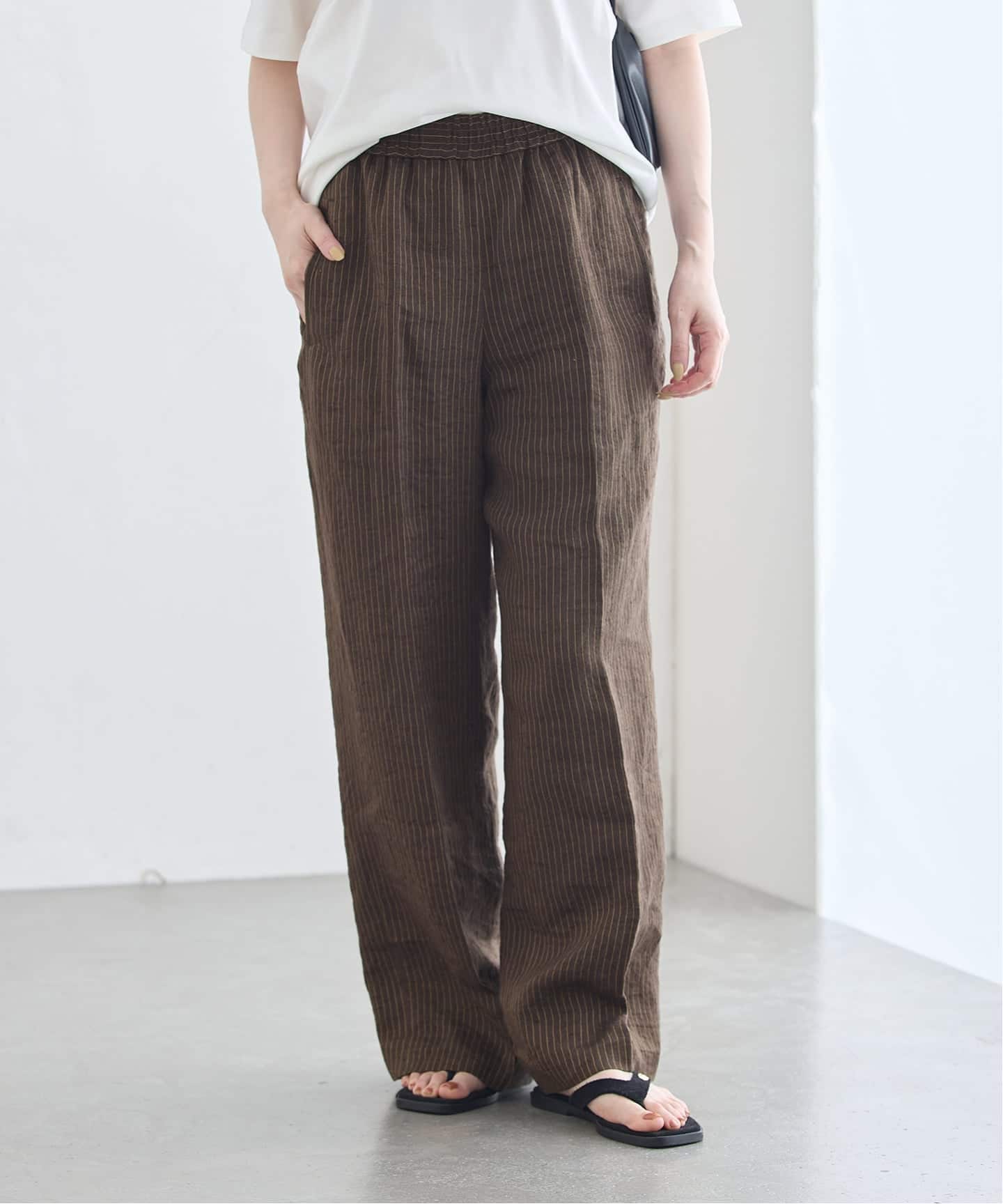予約》FABRICAリネンストライプパンツ（スラックス）｜JOURNAL
