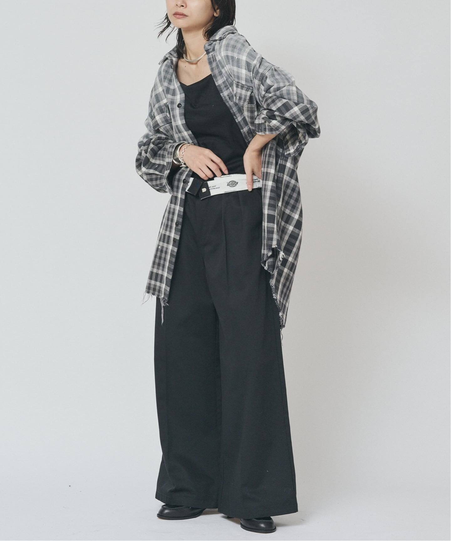 JANE SMITH×Dickies別注ワイドパンツ黒M 追加/新色あり》JANE SMITH*DICKIES*L'ESSAGE 別注 2タックBIGパンツ