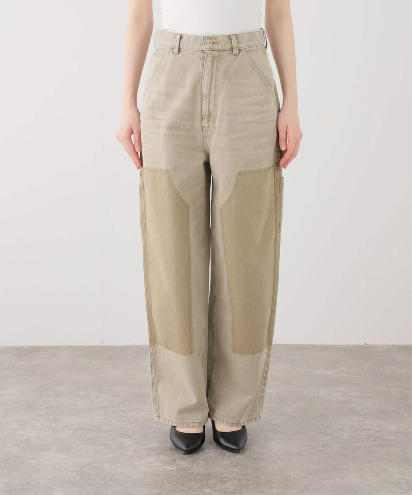 INSCRIRE（アンスクリアー）ドローストリングデニムパンツ INSCRIRE/アンスクリア Color Denim Double Knee デニムパンツ（デニム