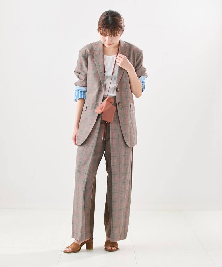 Uhr/ウーア】Patchwork Front Tuck Pants：パンツ（スラックス 