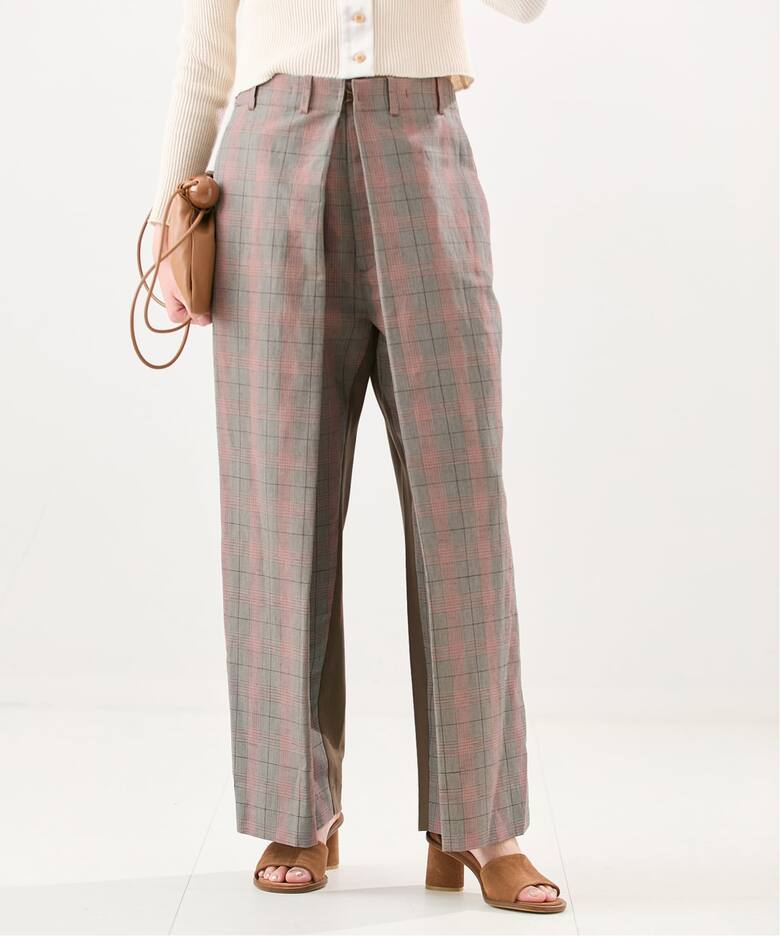 Uhr/ウーア】Patchwork Front Tuck Pants：パンツ（スラックス 