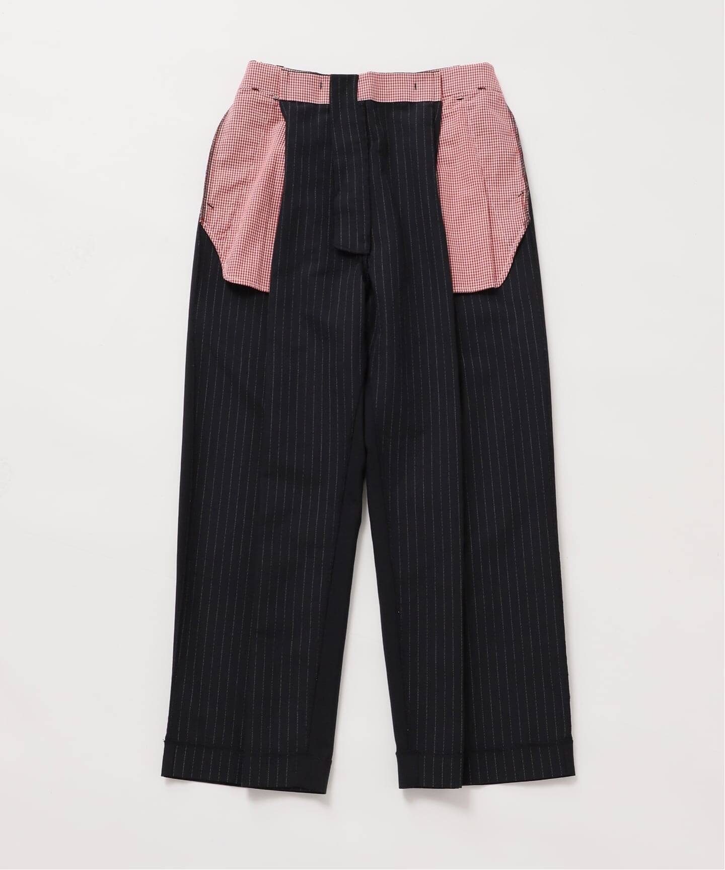 Uhr/ウーア】Patchwork Front Tuck Pants：パンツ（スラックス