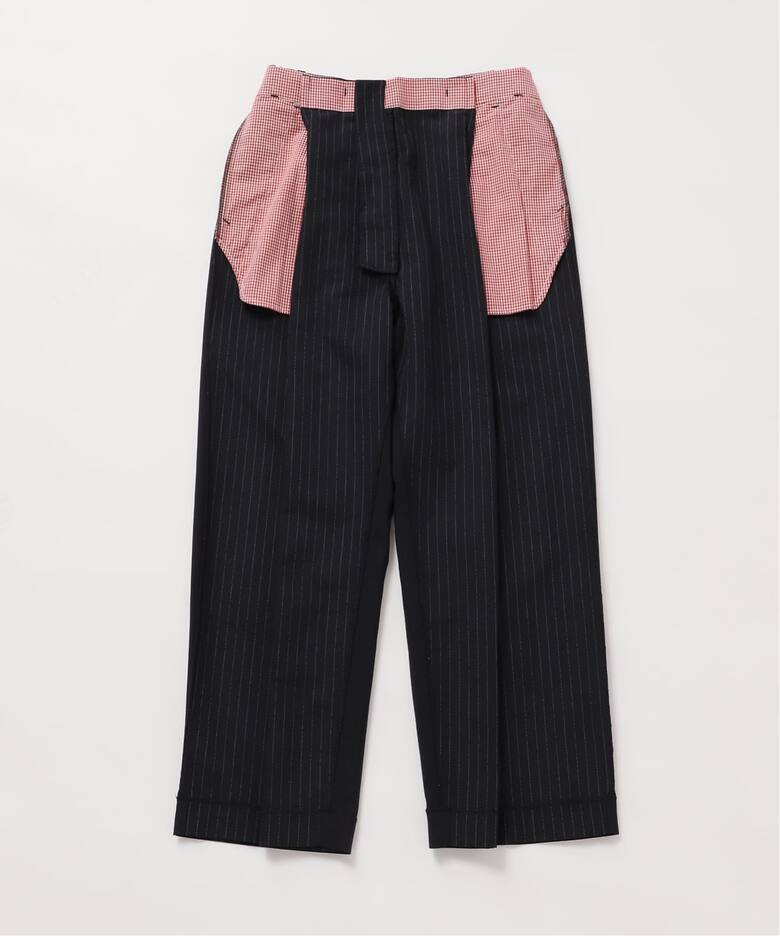 Uhr/ウーア】Patchwork Front Tuck Pants：パンツ（スラックス 