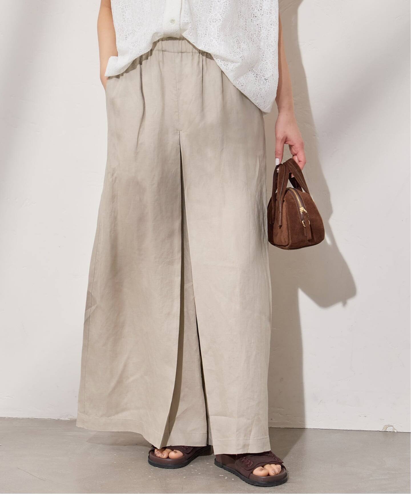 JOURNAL STANDARD リネンタックキュロット　ベージュ Lサイズ WEB限定追加予約2》リネン タックキュロット（その他パンツ）｜JOURNAL
