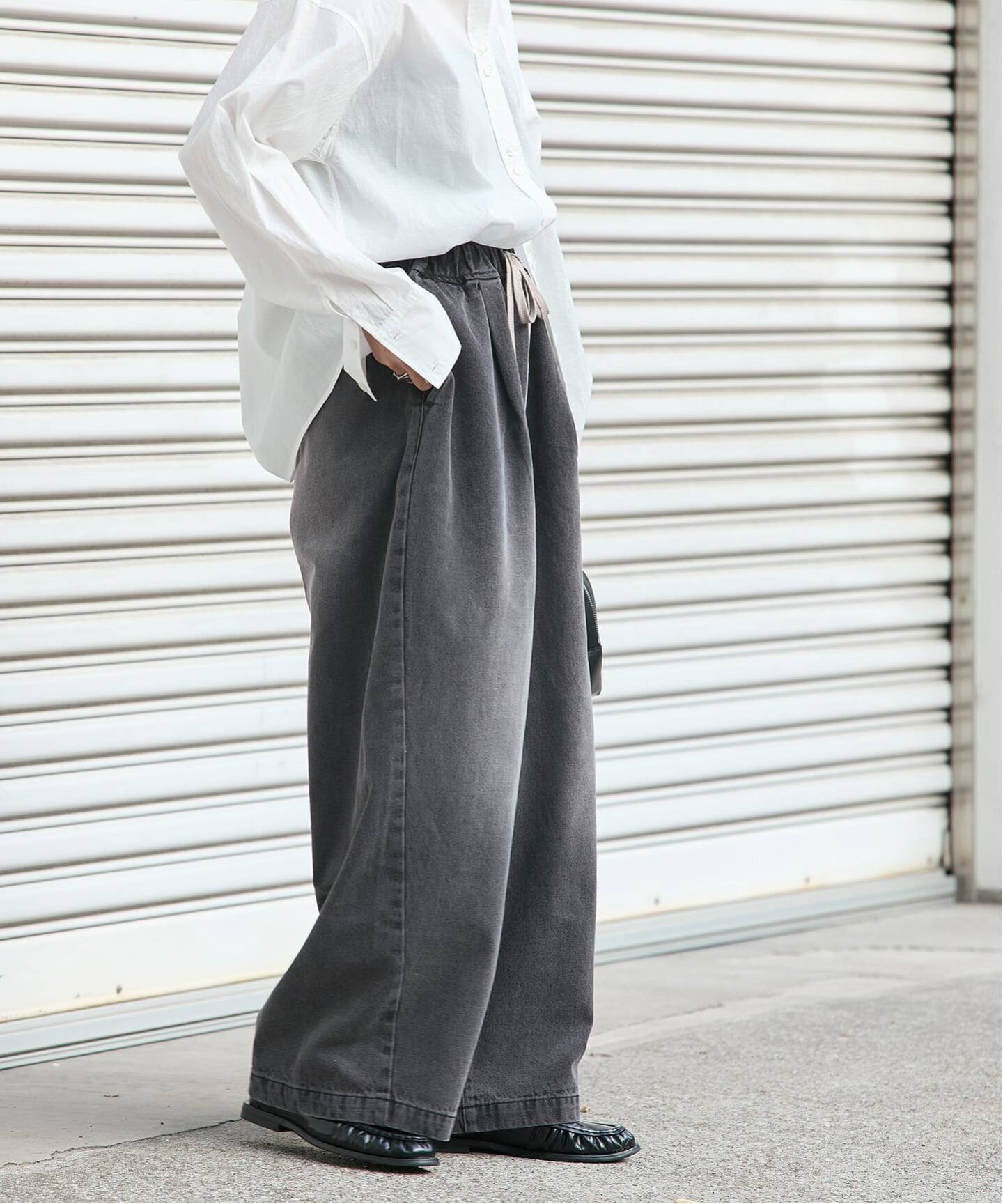 追加》イージーデニムワイドパンツ（デニムパンツ・ジーンズ