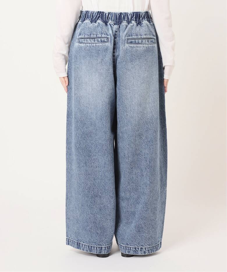 追加》イージーデニムワイドパンツ（デニムパンツ・ジーンズ 