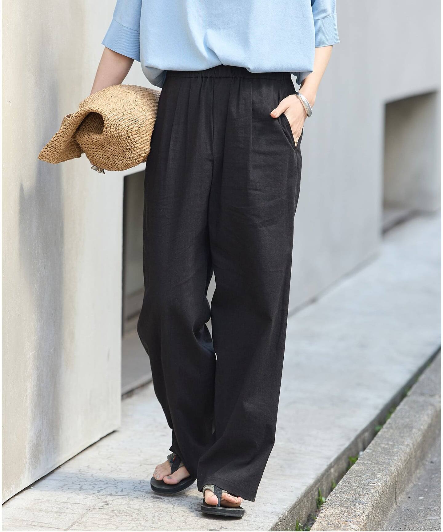 追加》ウォッシャブルコットンリネンVISストレートパンツ（その他 