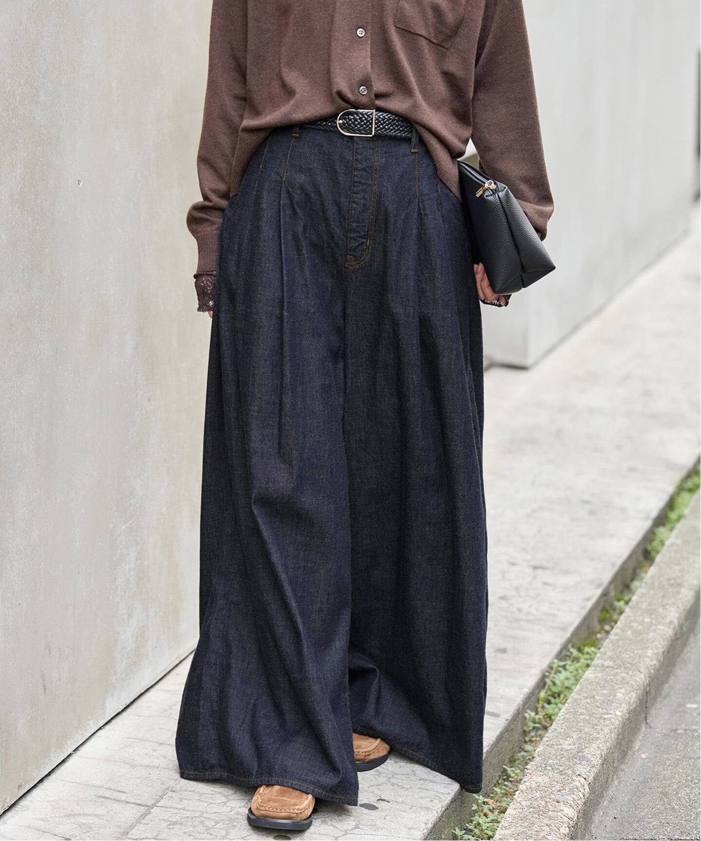 コーンデニムライトオンススーパーワイドパンツ（デニムパンツ 