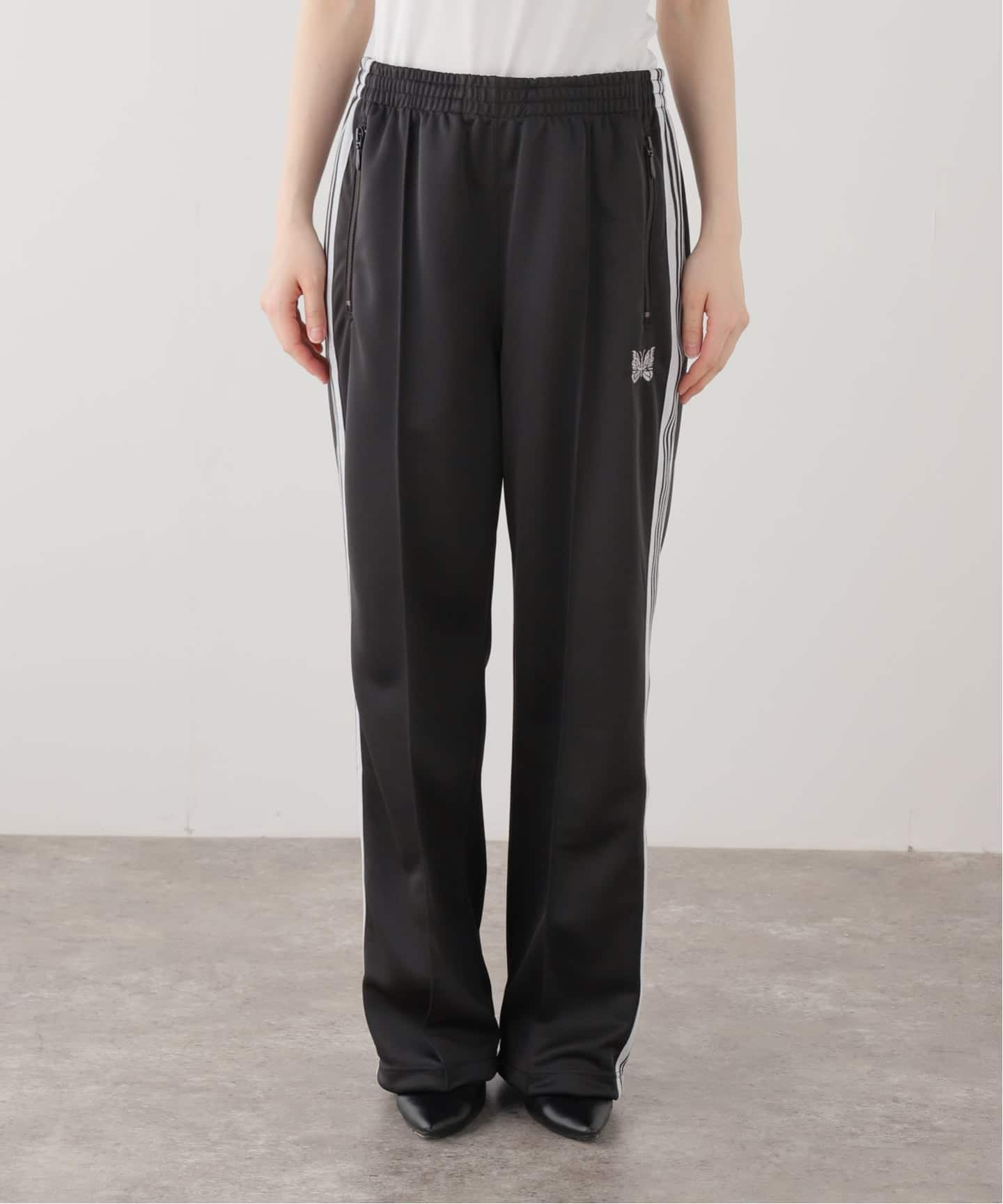 Needles トラックパンツ　スウェット生地　ブラック Needles(ニードルズ) 別注 Track Pants Straight（ジャージ／トラック