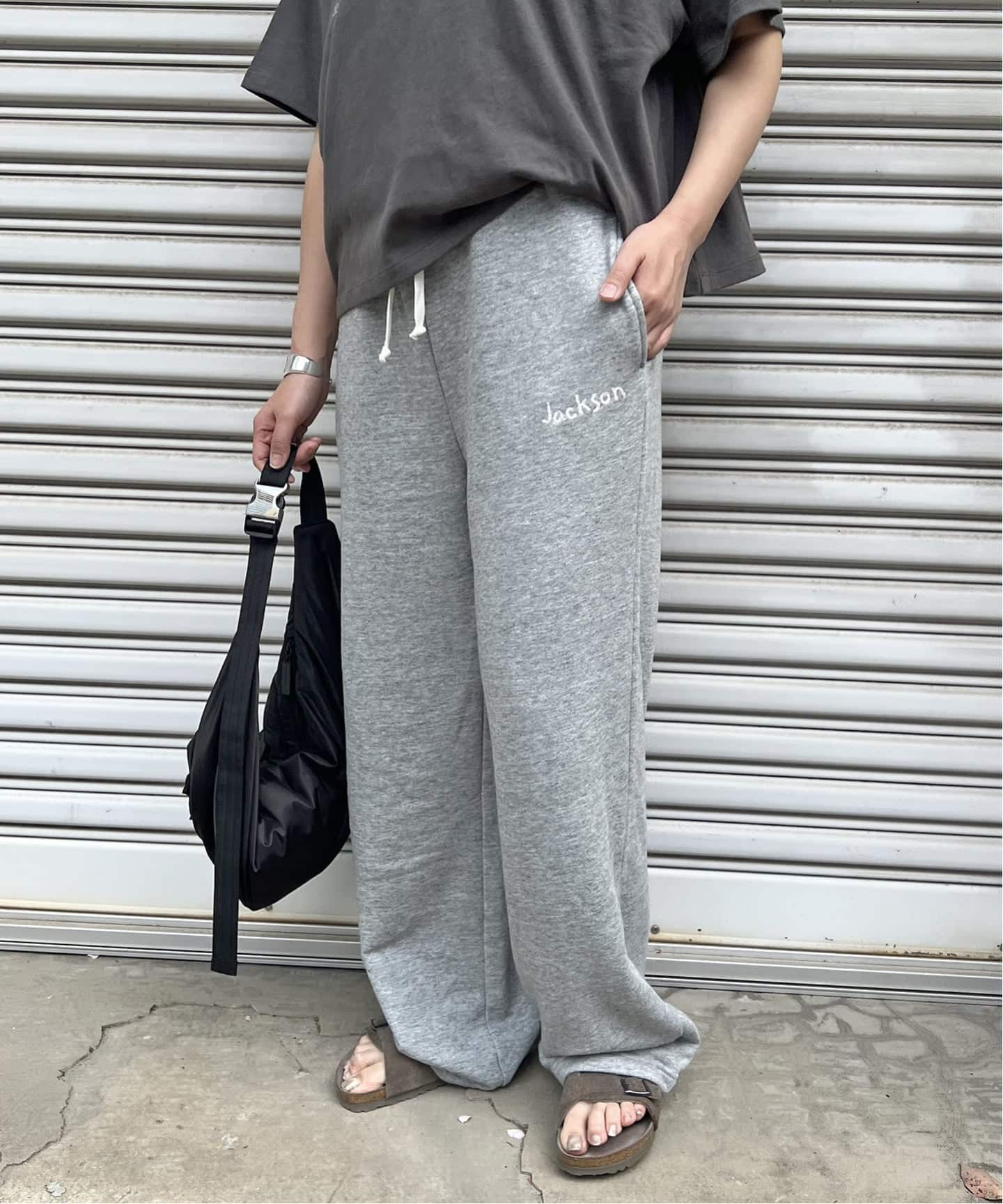 rimir スウェットプルオーバー♡グレー Aライン 細見え ストレッチ 別注【RUSSELL ATHLETIC*JM for JS】 TCRウラケパンツ（スウェット