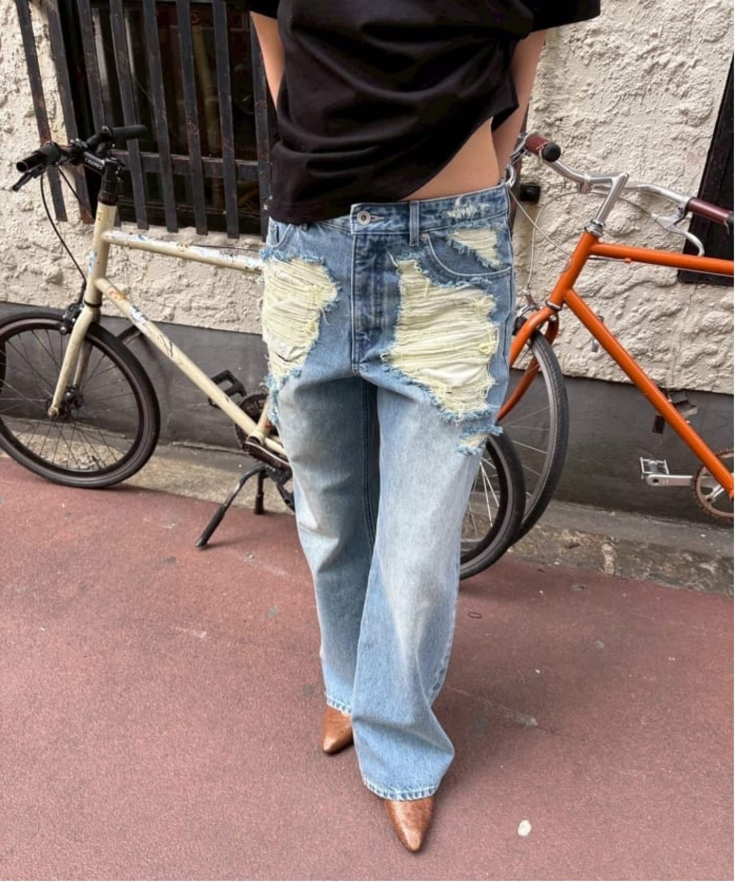 追加》ブロークンダメージデニムパンツ（デニムパンツ・ジーンズ