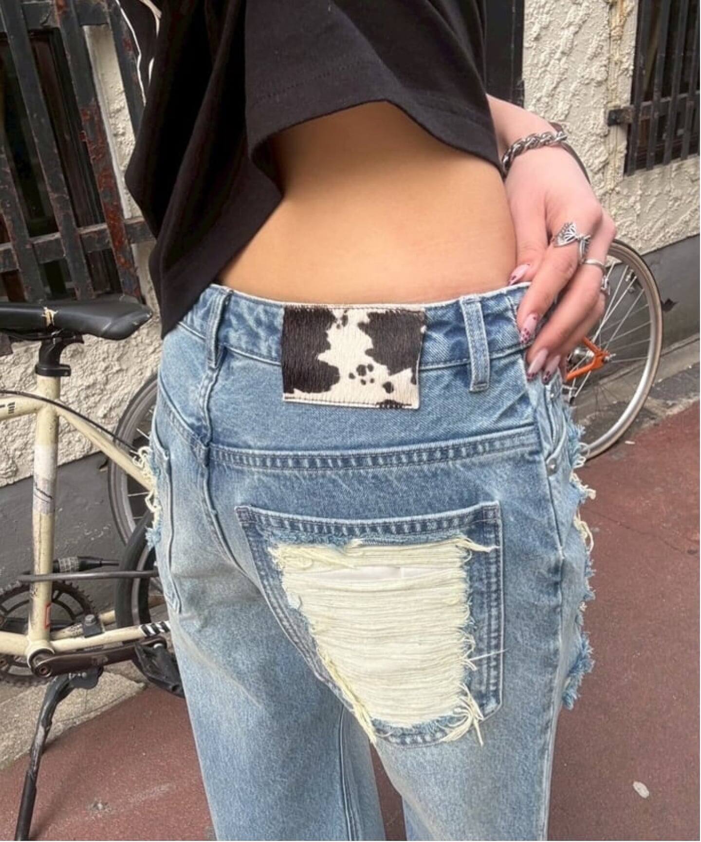 追加》ブロークンダメージデニムパンツ（デニムパンツ・ジーンズ