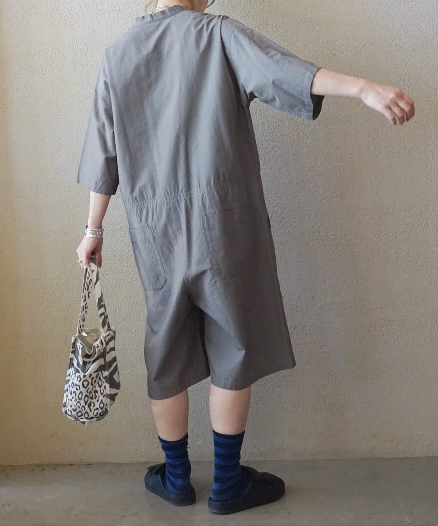 C/Cuタイプスタンドカラーハーフオールインワン（つなぎ
