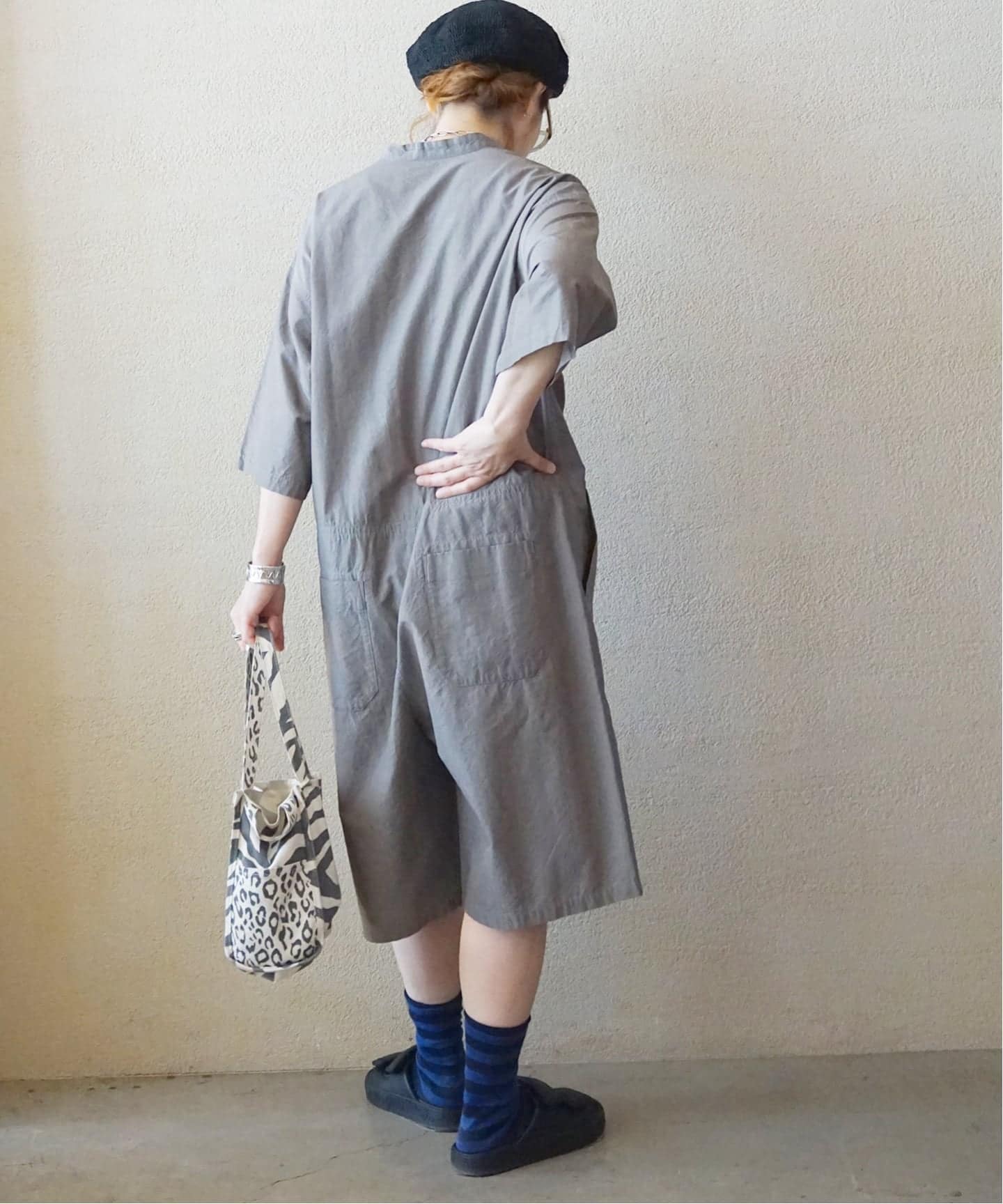 C/Cuタイプスタンドカラーハーフオールインワン（つなぎ