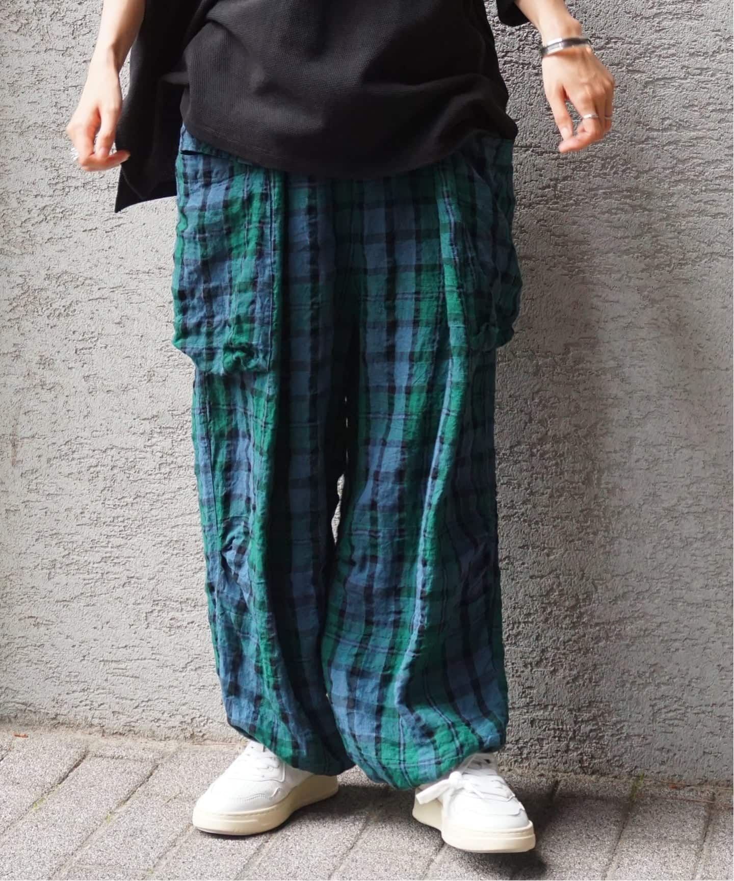 予約》リネンチェック カーゴパンツ（カーゴパンツ）｜journal