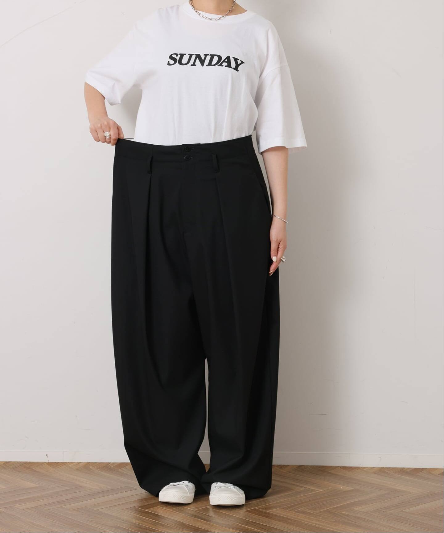 新品　jsluxe ☆ SUNDAY ラインパンツ 予約》SUNDAY ハンサムワイドパンツ（その他パンツ）｜journal