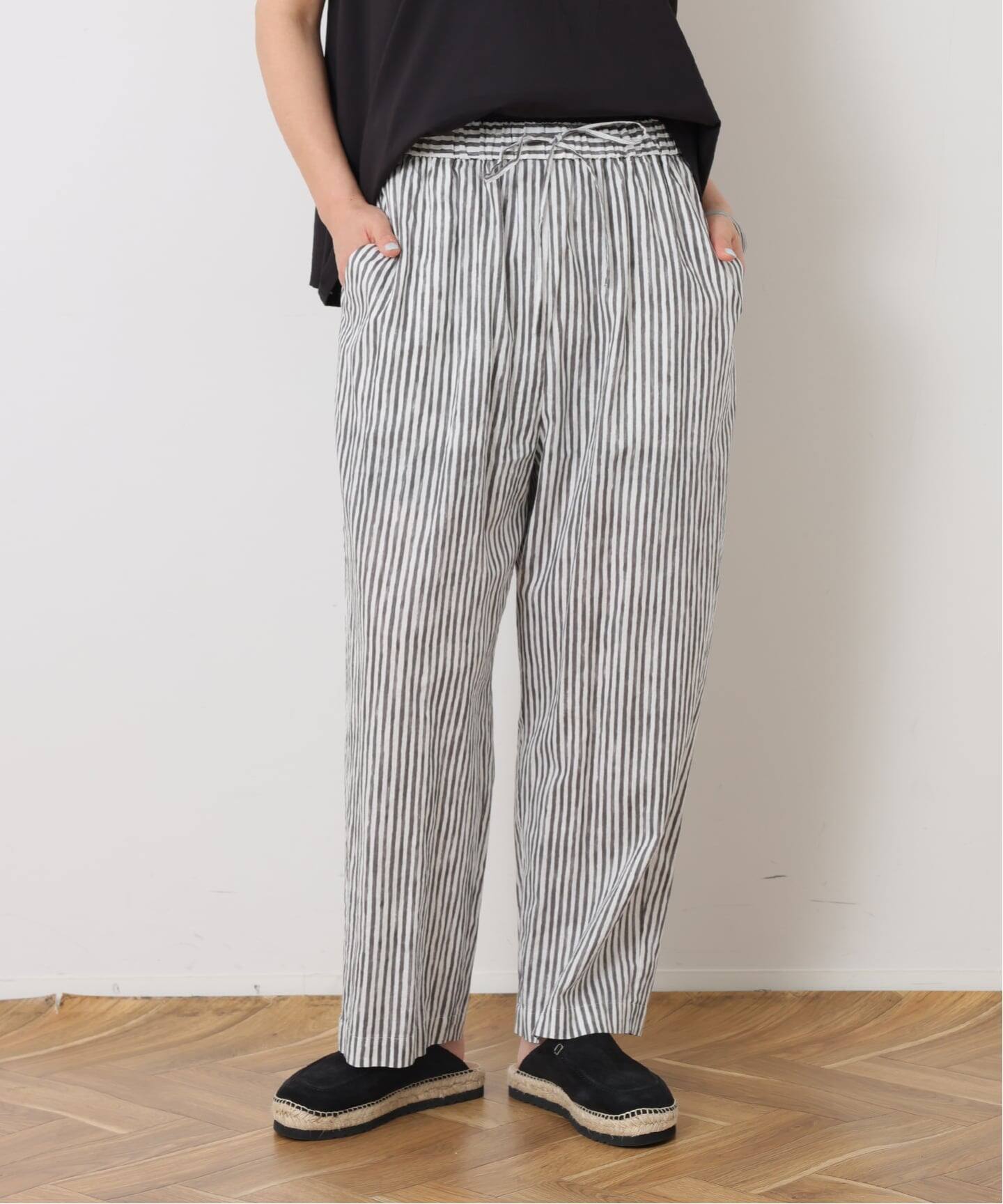 値下げ【美品】plantation CLストライプ　パンツ CLストライプ イージーテーパーパンツ（その他パンツ）｜journal