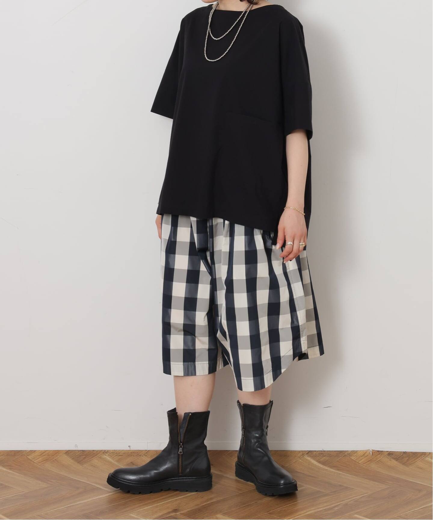予約》タフタチェックギャザーハーフパンツ（ショート・ハーフパンツ