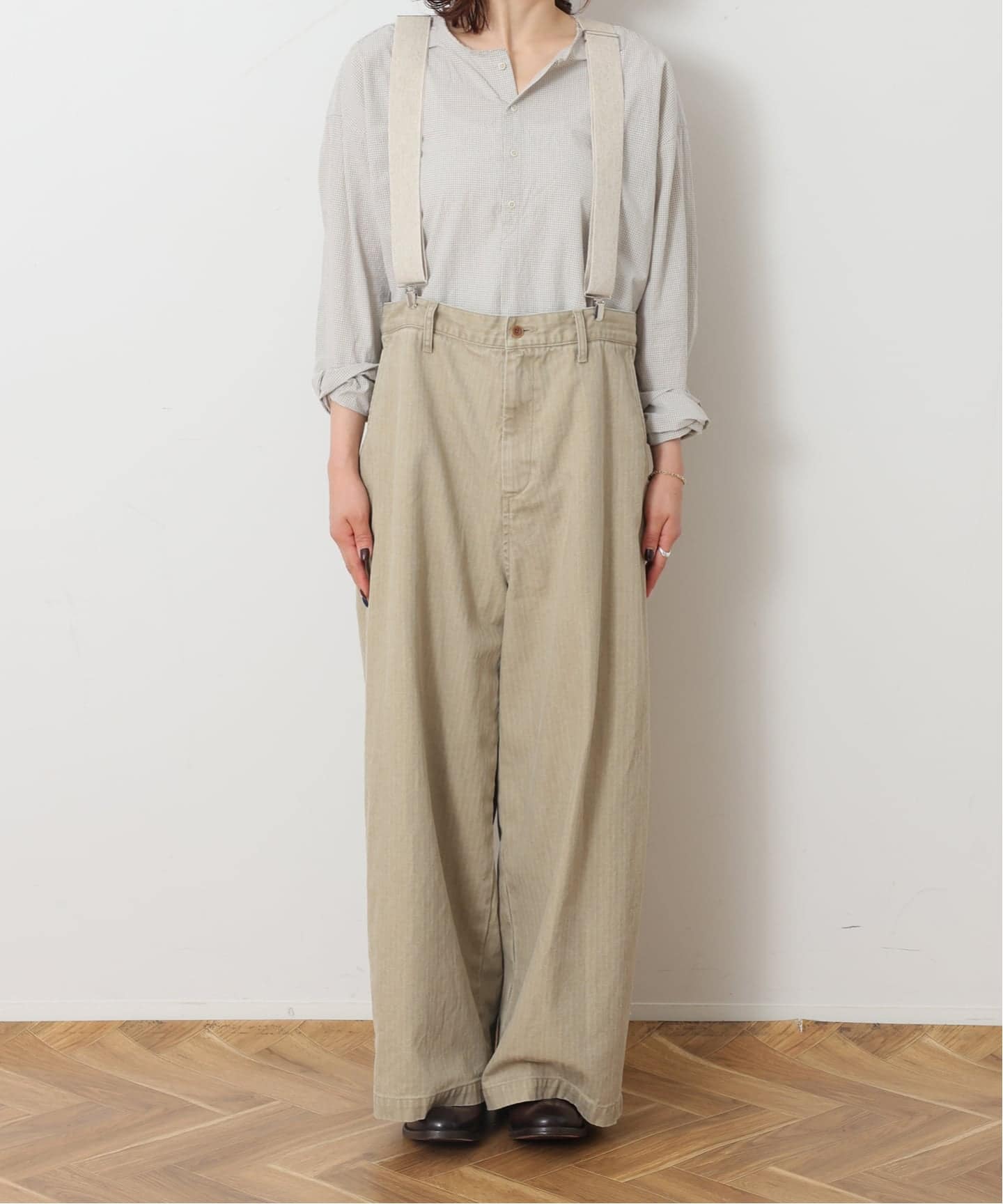 【JOURNAL STANDARD LUXE】М　デニム　麻混　サスペンダー 予約》MATEY's サスペンダーパンツ（その他パンツ）｜journal standard