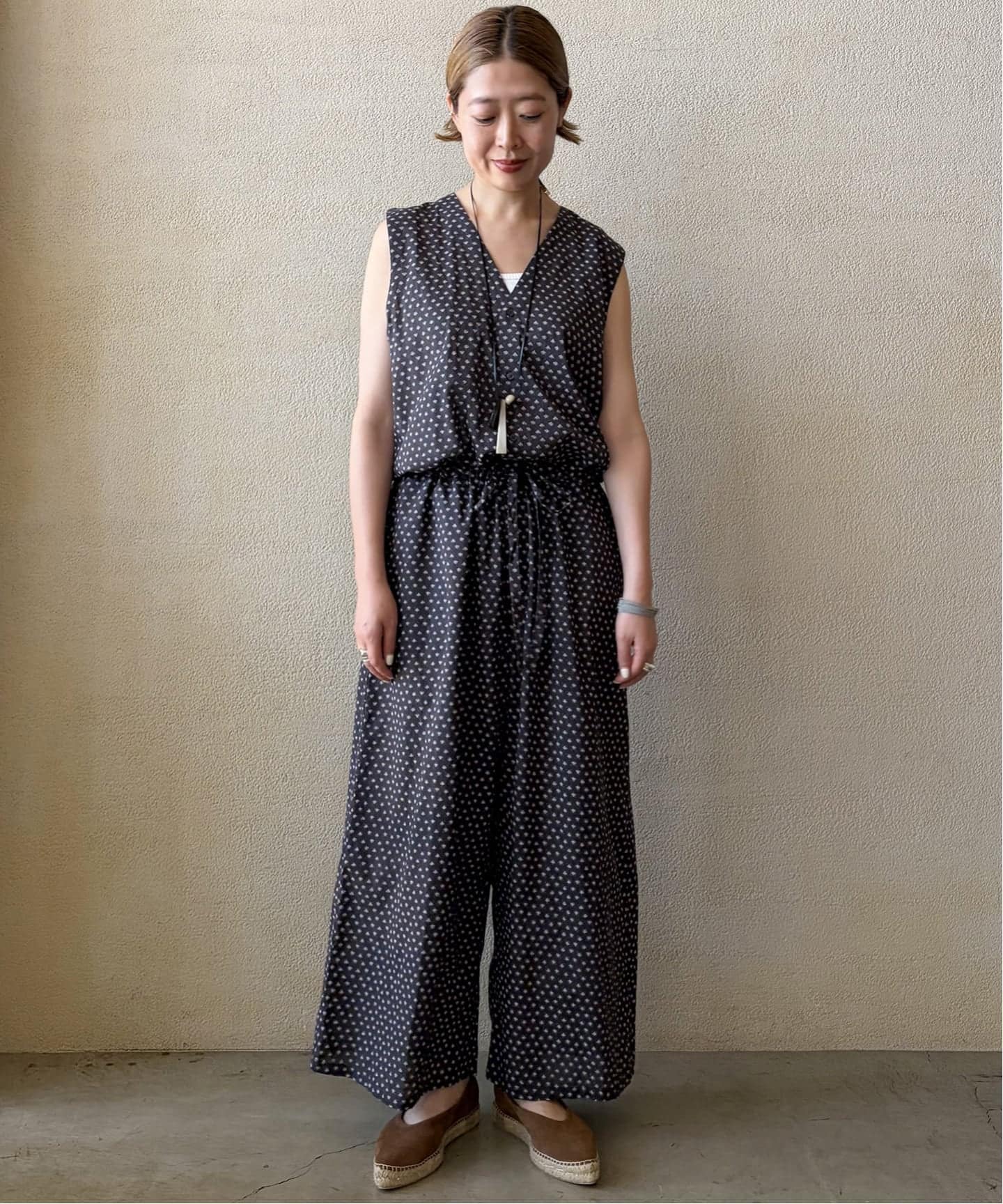 SOIL】 FLOWER PRINT NO/SL OVERALLS（つなぎ／オールインワン