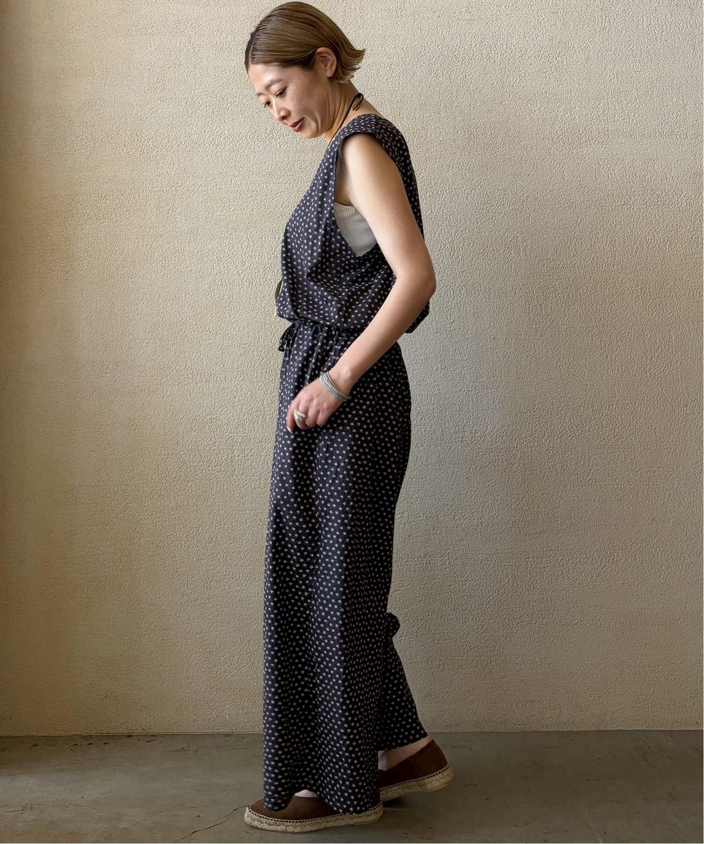 SOIL】 FLOWER PRINT NO/SL OVERALLS（つなぎ／オールインワン