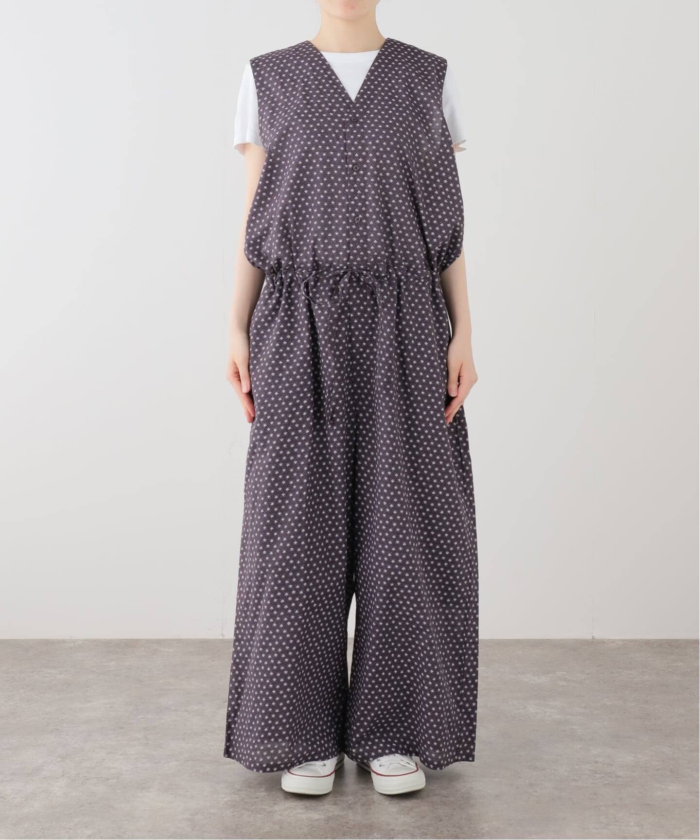 SOIL】 FLOWER PRINT NO/SL OVERALLS（つなぎ／オールインワン