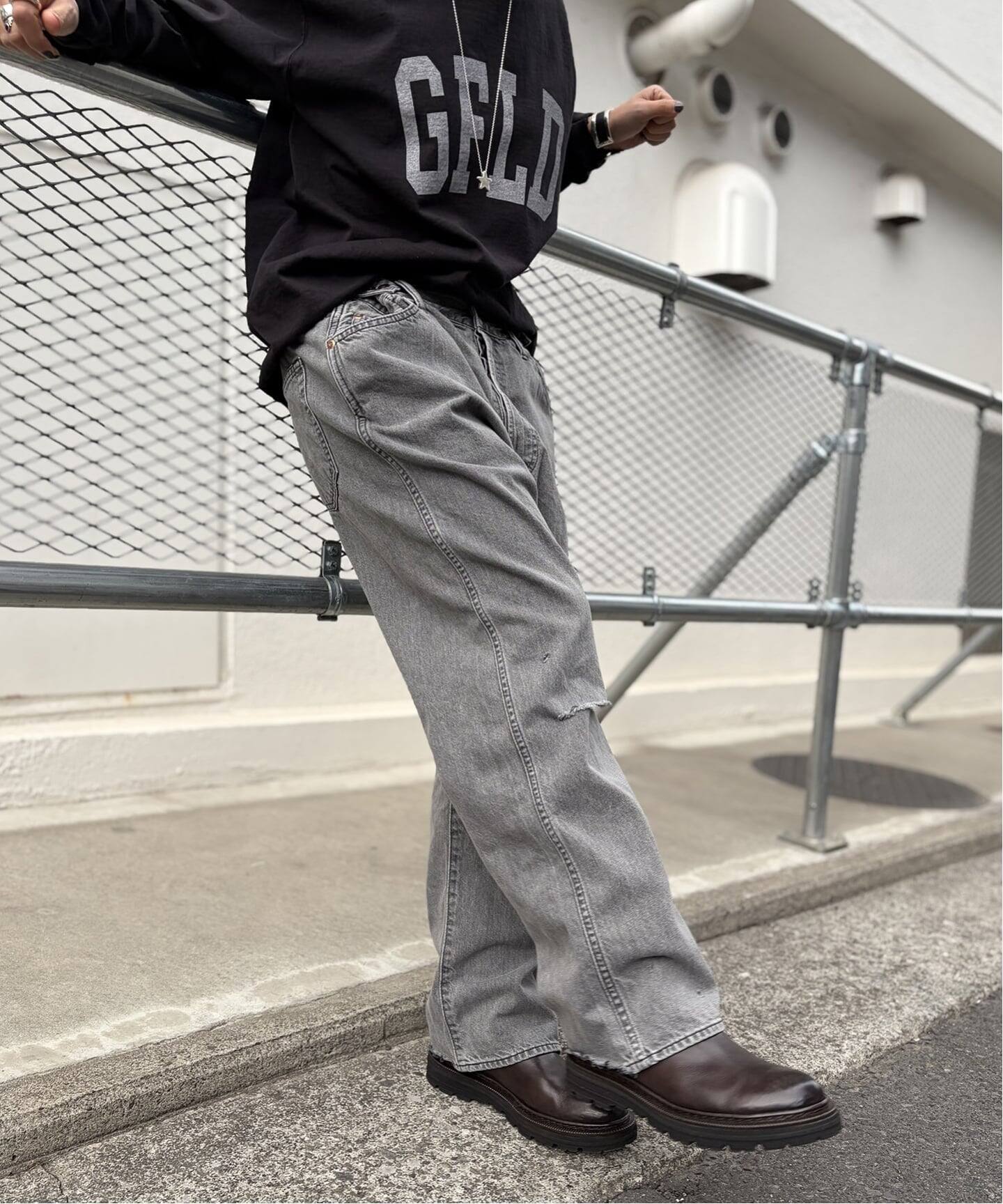 chimala】for luxe ADJASTABLE WIDE TAPERED（002）（デニムパンツ