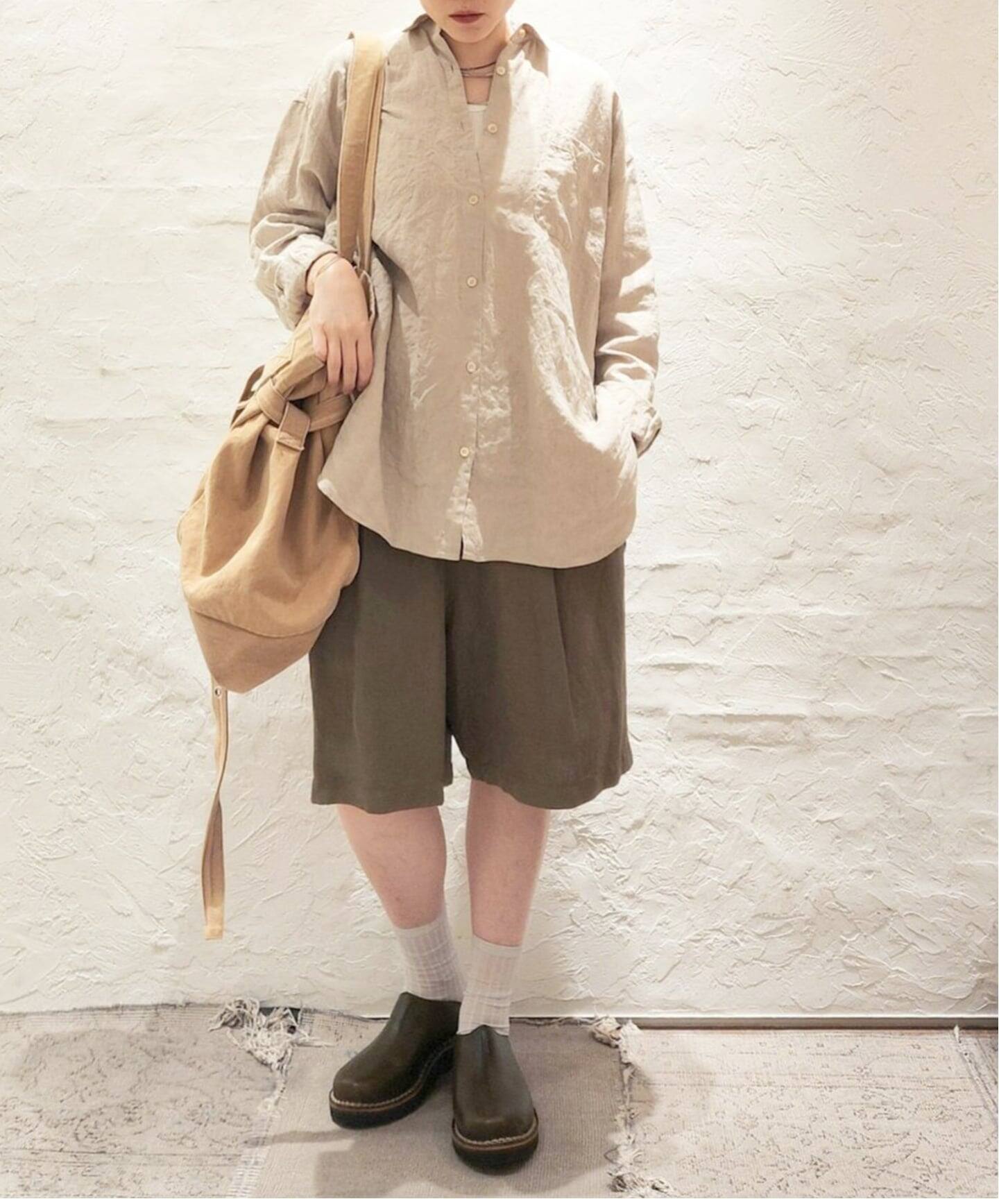 ATON】COTTON LINEN VOILE LOOSE FIT SHORTS（ショート・ハーフパンツ