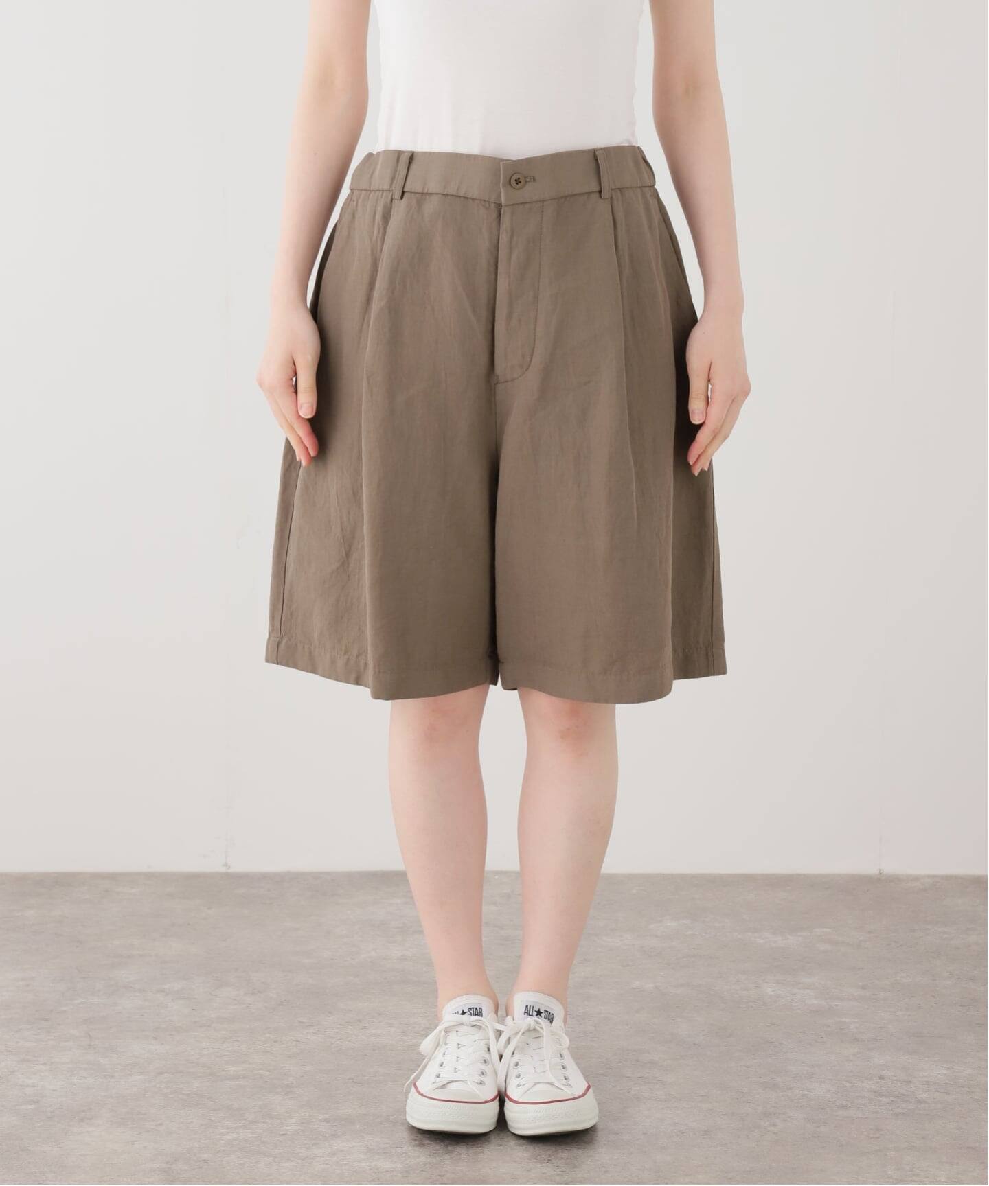 ATON】COTTON LINEN VOILE LOOSE FIT SHORTS（ショート・ハーフパンツ