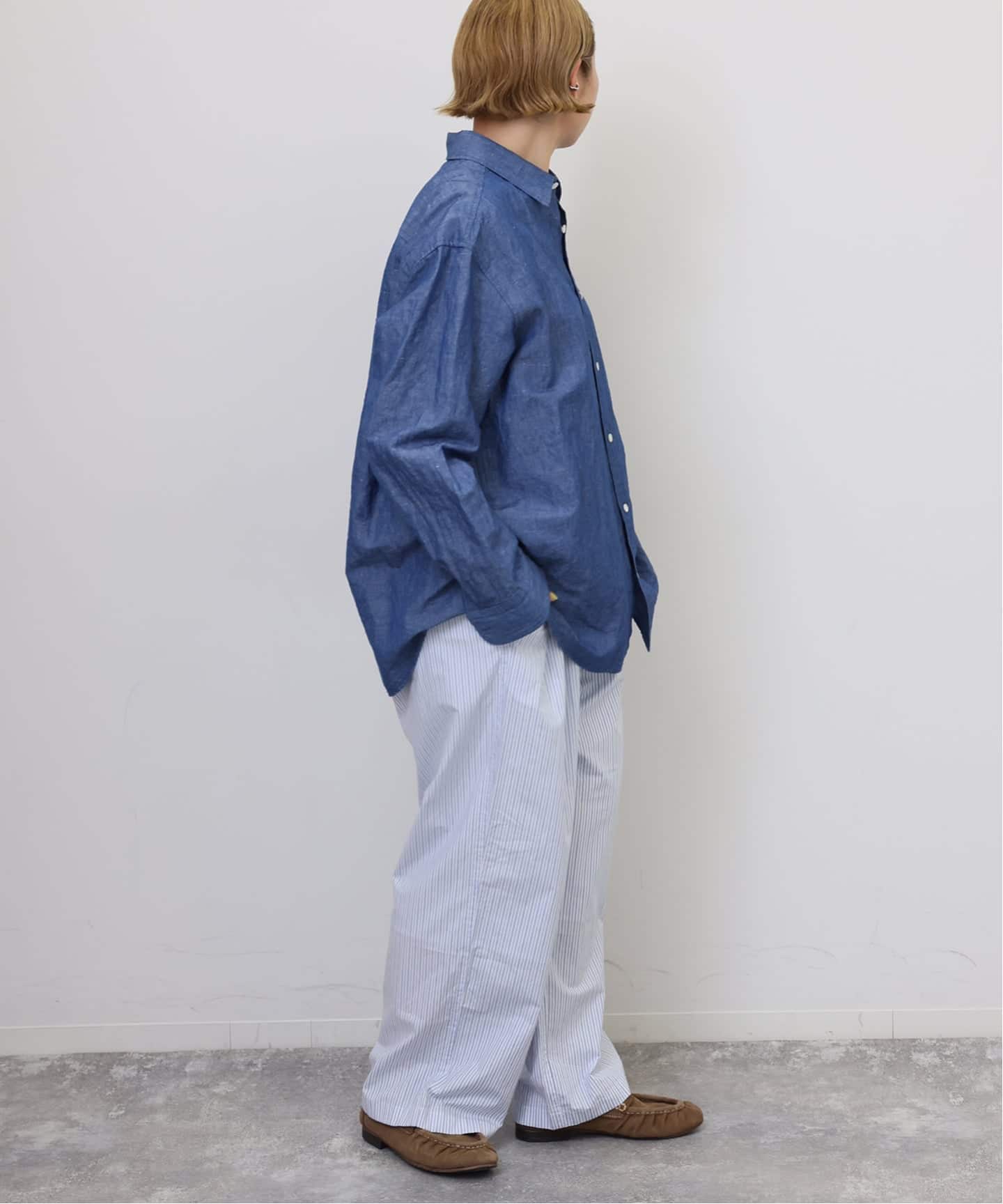 パンツ VAS-Y LENTEMENT/POPLIN OVERDYED EASY PAN VAS-Y LENTEMENT】 POPLIN STRIPE EASY PANTS（その他パンツ