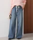 ドローストリングワイドデニム