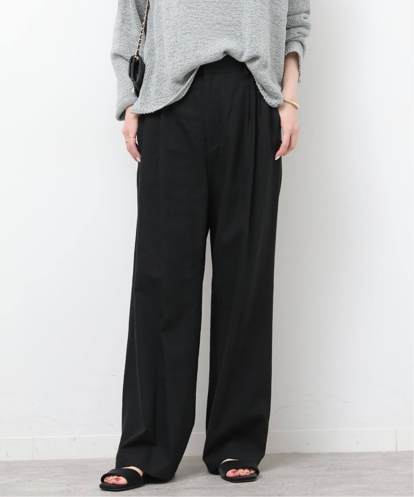 予約》［26SS新作］リネンフィールタックパンツ（スラックス