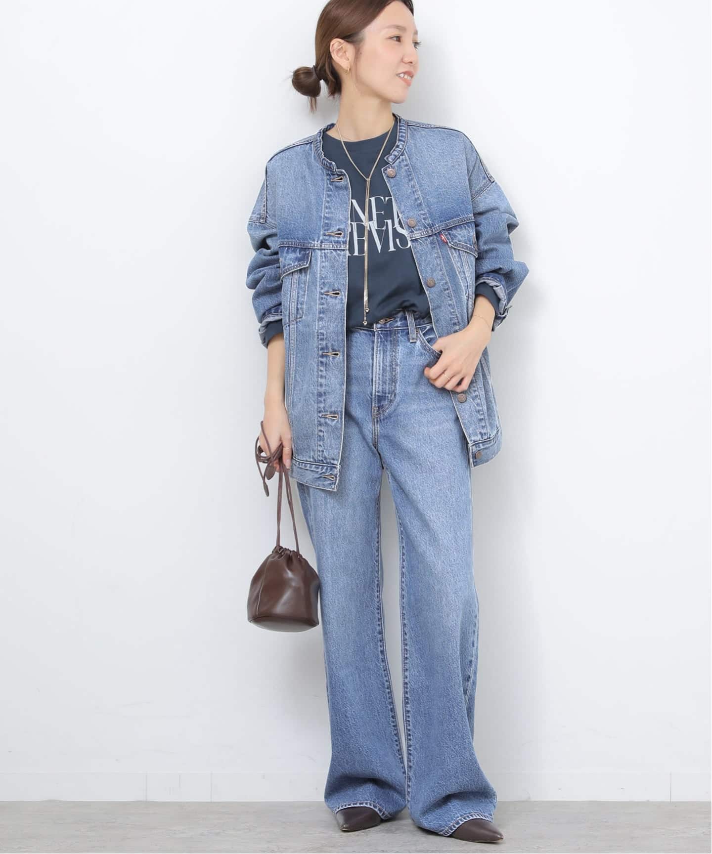 26SS新作］別注【LEVI'S】RIBCAGE WIDE LEG：デニム（デニムパンツ