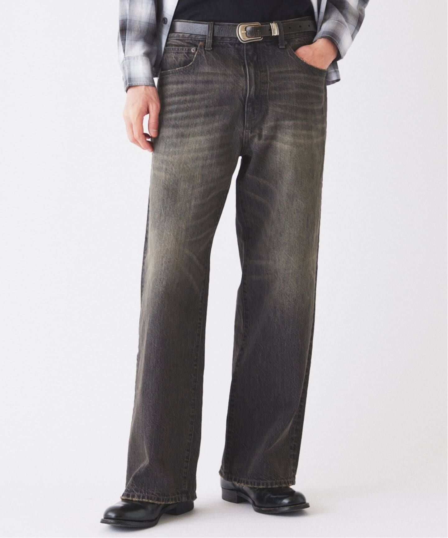 数分限定値下げスモーキーデニム 11oz ワイドパンツ　サイズM　ブラック スモーキーデニム 11oz ワイドパンツ（デニムパンツ・ジーンズ