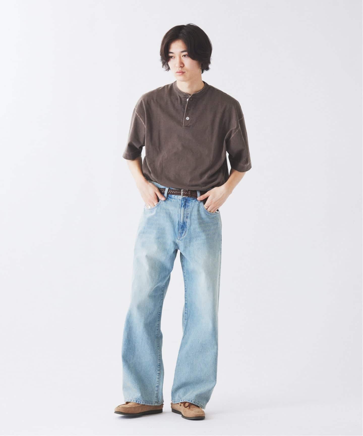 スモーキーデニム 11oz フェード ワイドパンツ（デニムパンツ