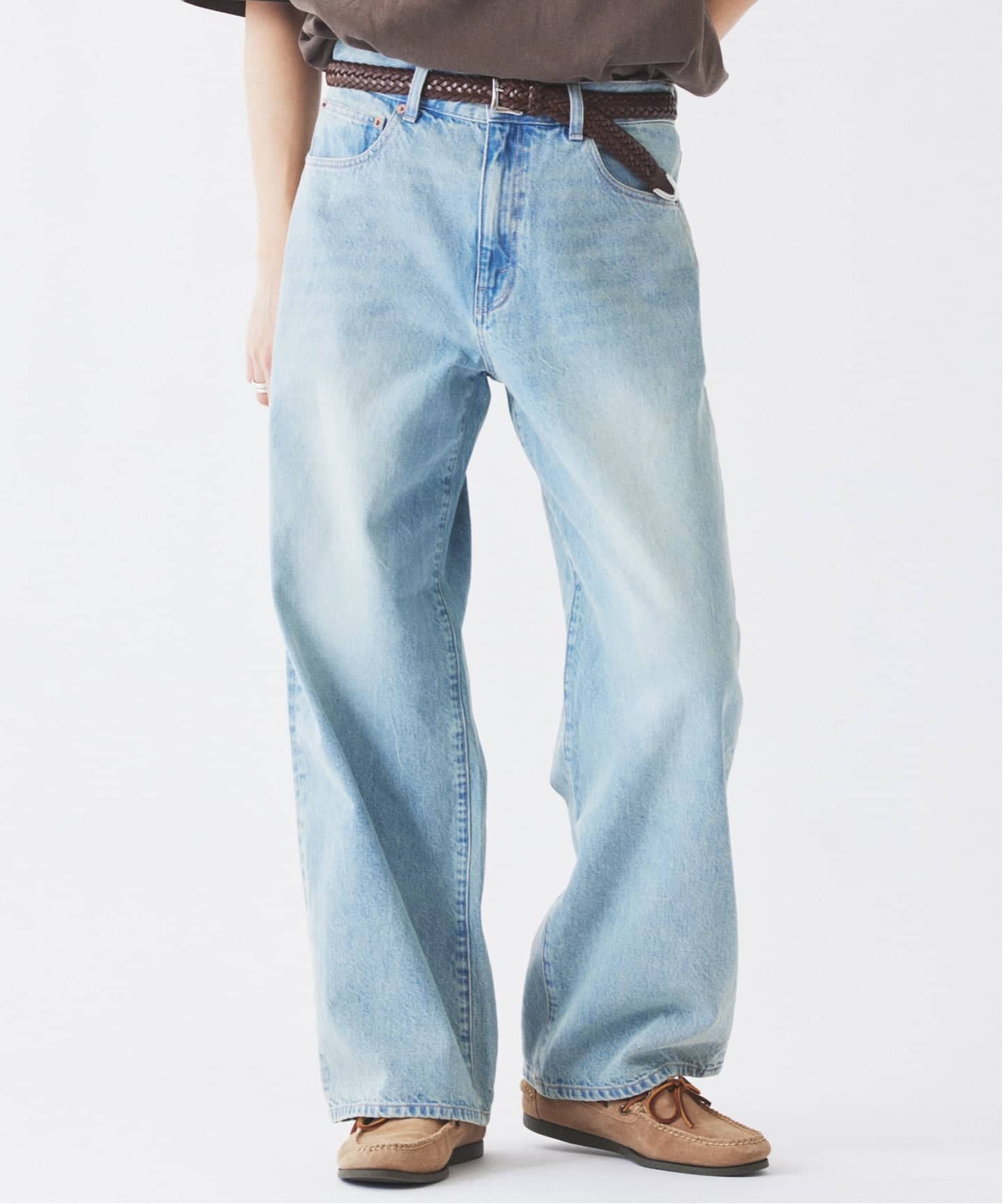 予約》スモーキーデニム 11oz フェード ワイドパンツ（デニムパンツ