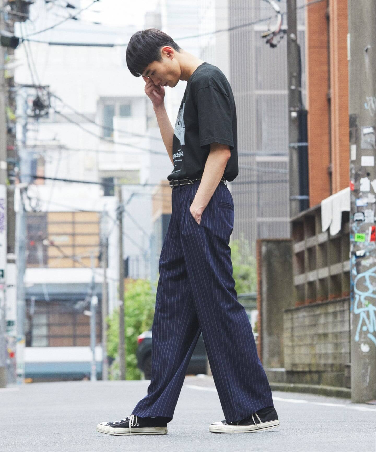 ヒールカット ルーズライト ストライプ スラックス（スラックス